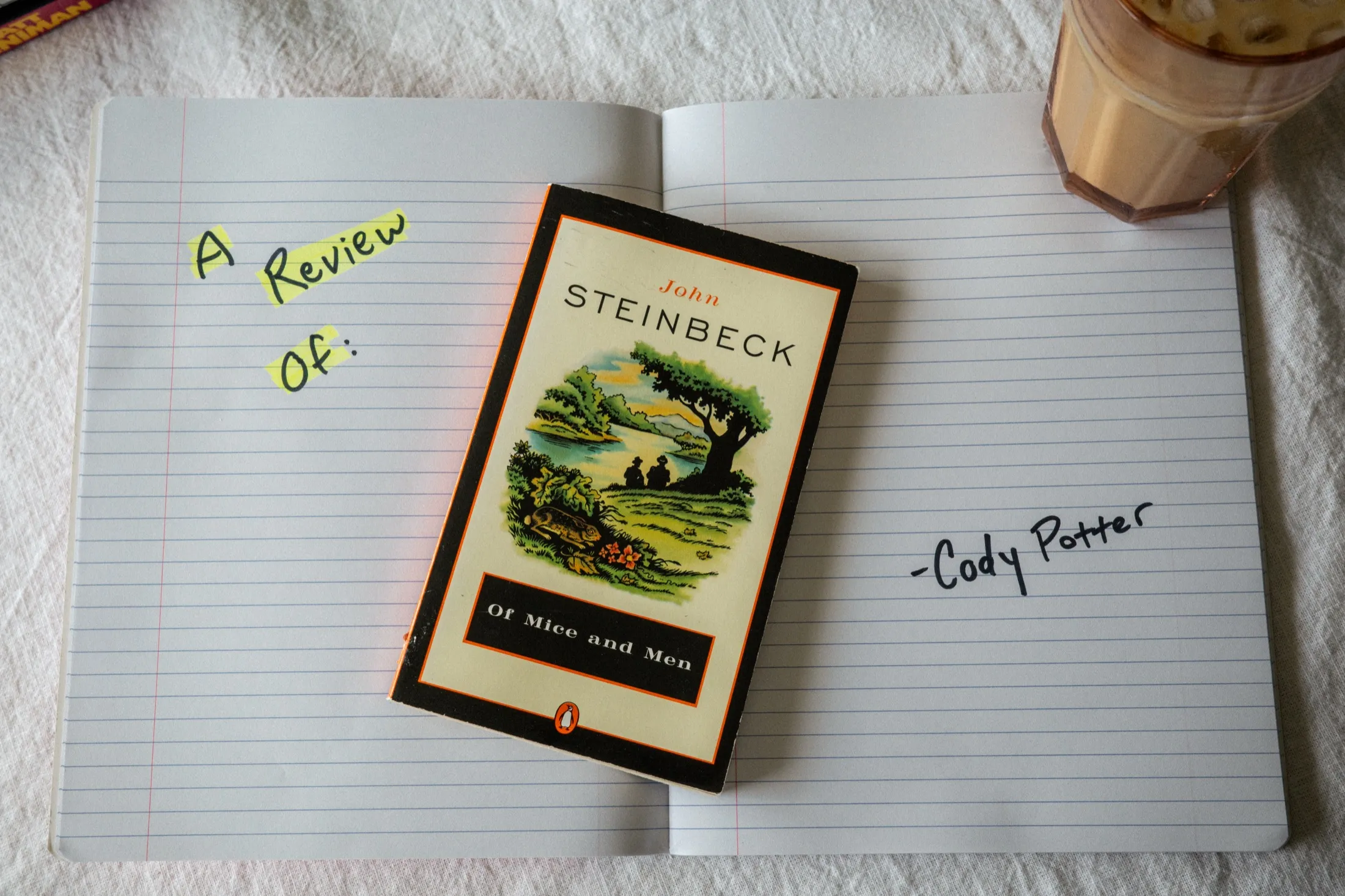 Photo of my copy of Of Mice and Men